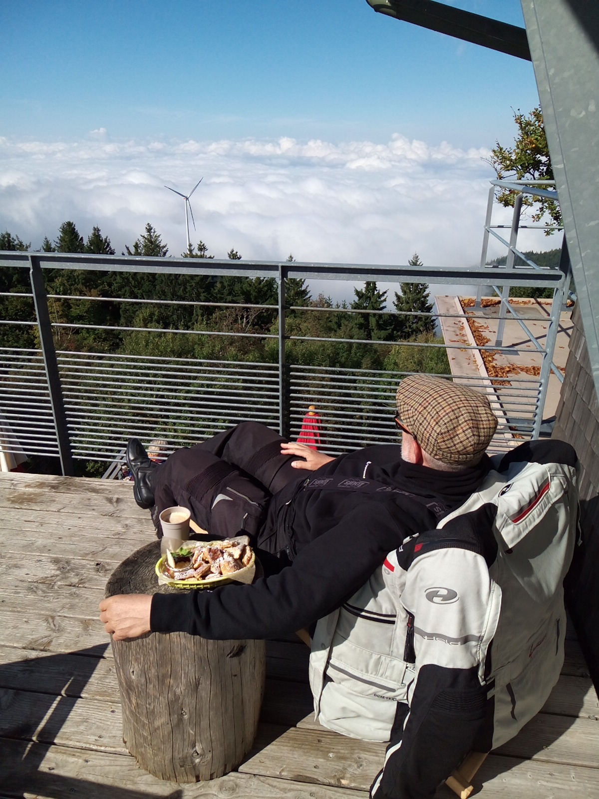 Enjoying Kaiserschmarrn above the clouds on the Schauinsland